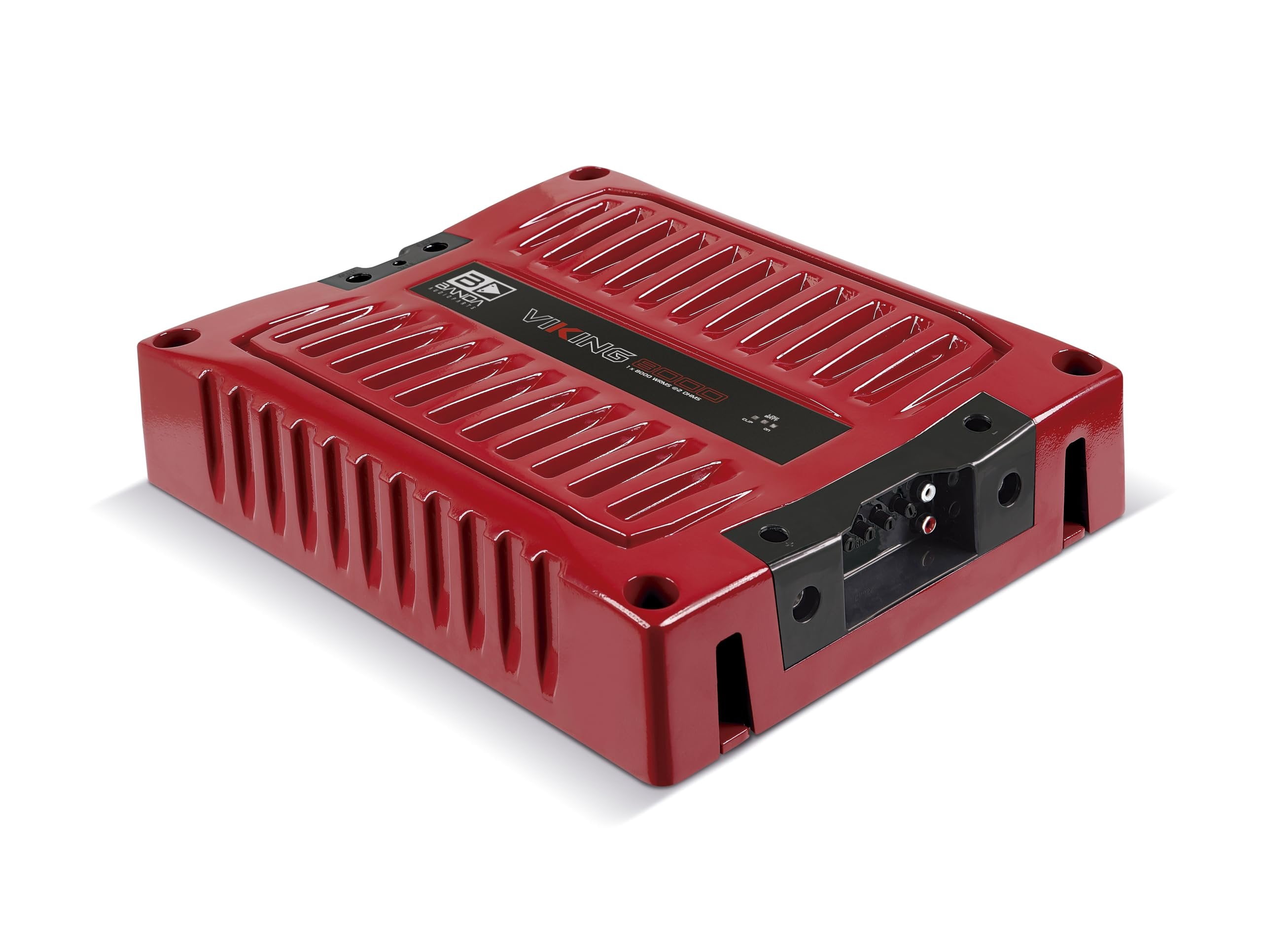 Banda VIK8000.2RED Car Amplifier Audio Speaker 2-Ohms Full Range New Viking 8000 Watts Rms LED Indicator Sound Specialization Aluminum Chassis - Red