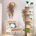 thumbnail image 6 of Artificial Hanging Flowers Plants for Outdoor Spring Decor, Realistic Bloom with Leaves for Home Indoor Planter, Porch Patio Balcony Yard Decoration, 1 Artificial Eucalyptus Violet Wall Hanging, 6 of 8