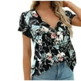 thumbnail image 1 of Hauts Grande Taille pour Femmes, Manches Pliantes Imprimées, Col Rond, Sexy, 1 of 8