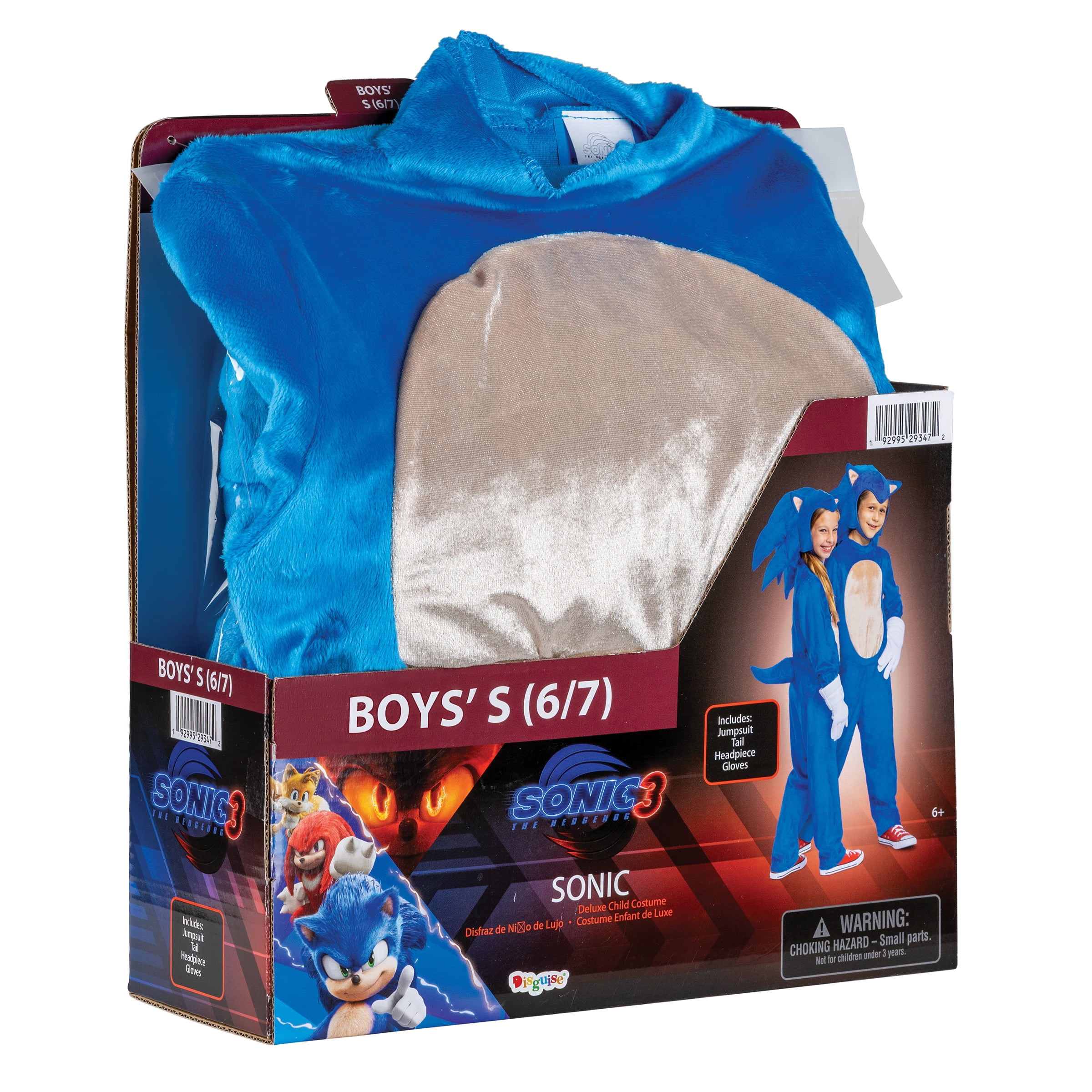 Sega Sonic Movie 3 Sonic Halloween Costume for Children, Boys Size S (6/7), by Disguise