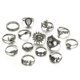 thumbnail image 1 of Juego de 14 anillos de dedo estilo bohemio vintage con flores y hojas de plata para novia, 1 of 5