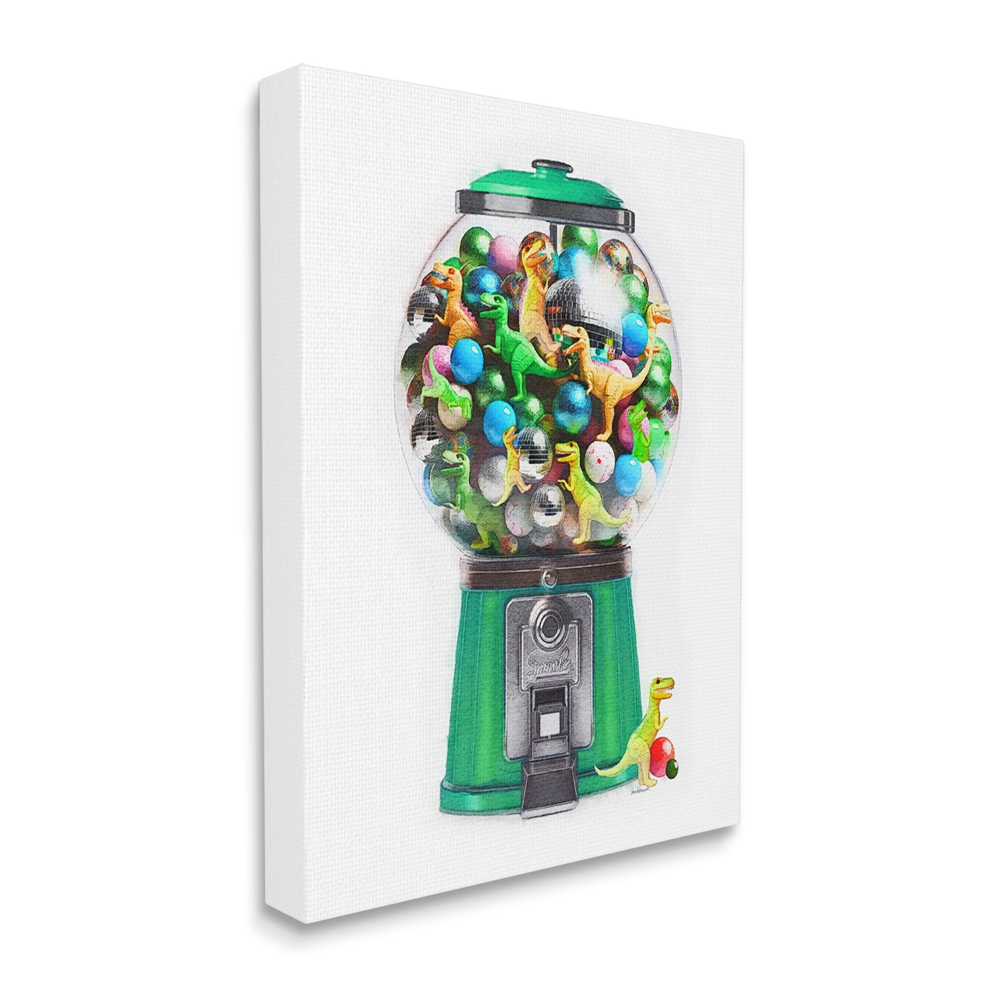 Stupell Industries Dinosaur Candy Dispenser Animals & Insects Painting Gallery Wrapped Canvas Art Print Wall Art, 24 x 30