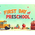 thumbnail image 4 of Colorful and Cheerful Preschool First Day Banner with School Bus Backpack Apple and Airplane Elements Backdrop for Photo Taking School Party Decorations Kids Event Photo Props, 4 of 4