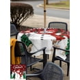 thumbnail image 4 of Outdoor Tablecloth with Umbrella Hole and Zipper, Red Plaid Snowman Christmas Square Table Cloth 54x54 Inch Waterproof Tablecloth, Xmas Tree Snowflake Elk Winter Picnic Table Cover for Patio Camping, 4 of 7