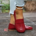 thumbnail image 3 of Women's Penny Loafers Slip On Round Toe Comfortable Driving Shoes Casual Non Slip Work Ballet Flats Business Dress Shoes Red Size 6.5, 3 of 7
