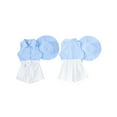 thumbnail image 3 of Aojekbee Kids Girl Summer Outfits Stripe Turn-Down Collar Shirts Sleeveless Tank Tops Bowknot Shorts Sun Hat 3Pcs Clothes Set, 3 of 10