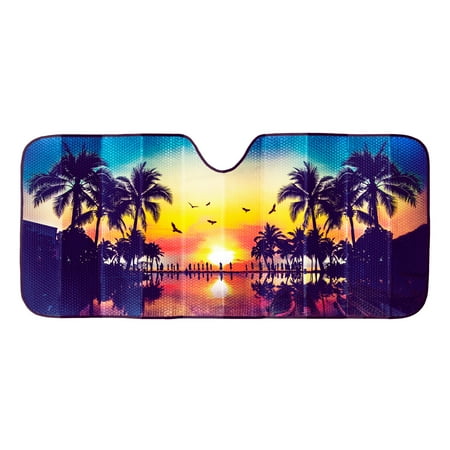 Auto Drive Tropical Windshield Accordion Sunshade for Models Sedan SUV Hatchback Liftback etc  63   x 28.5