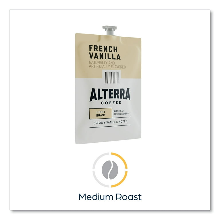 Alterra French Vanilla Coffee Freshpack, French Vanilla, 0.23 oz Pouch, 100/Carton Alterra French Vanilla Coffee Freshpack, French Vanilla, 0.23 oz Pouch, 100/Carton