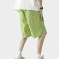 thumbnail image 3 of YLSDY Men's Summer Casual Cotton Linen Shorts with Drawstring Elastic Waist, Beach Shorts with Pockets, Outdoor Fashion Green XXL, 3 of 7
