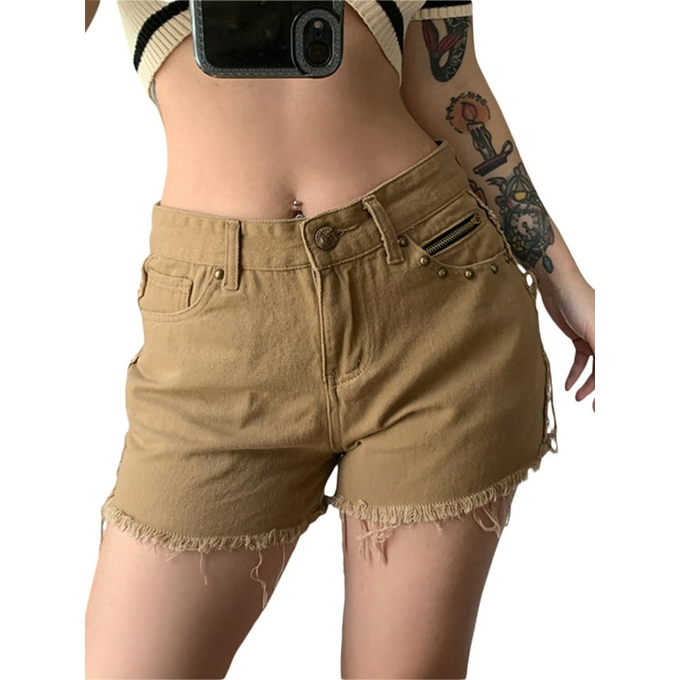 Frayed khaki shorts shop