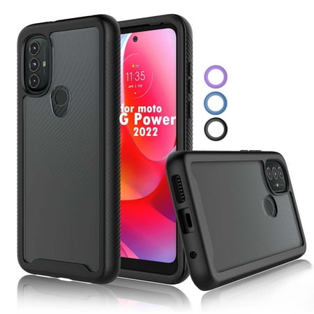 for Moto G Power 2022 Case, Phone Case for Motorola Moto G Power 6.5", Njjex Full-Body Rugged Transparent Clear Back Bumper Case Cover for Motorola Moto G Power 2022 released -Black