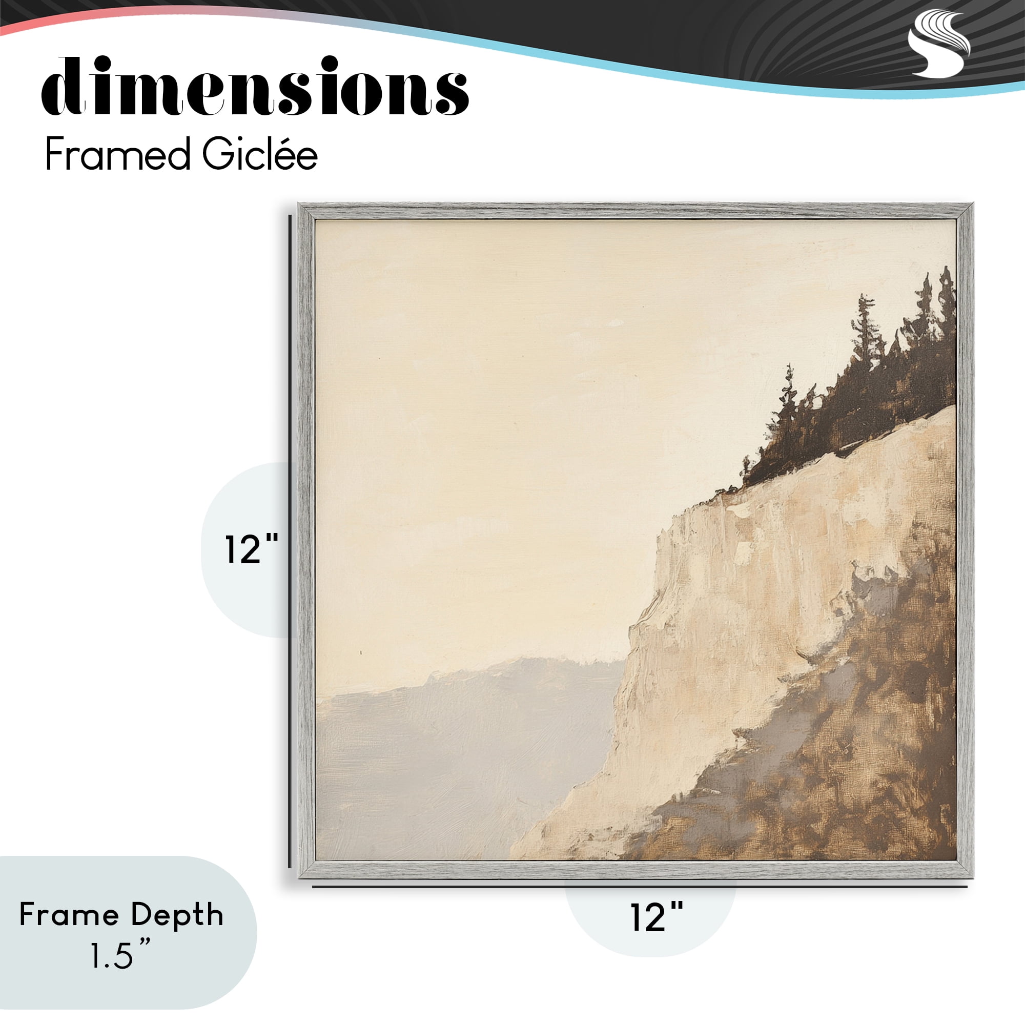 Stupell Industries Serene Cliffside Vista Gray Framed Giclee Art, design by Petal Prints Design
