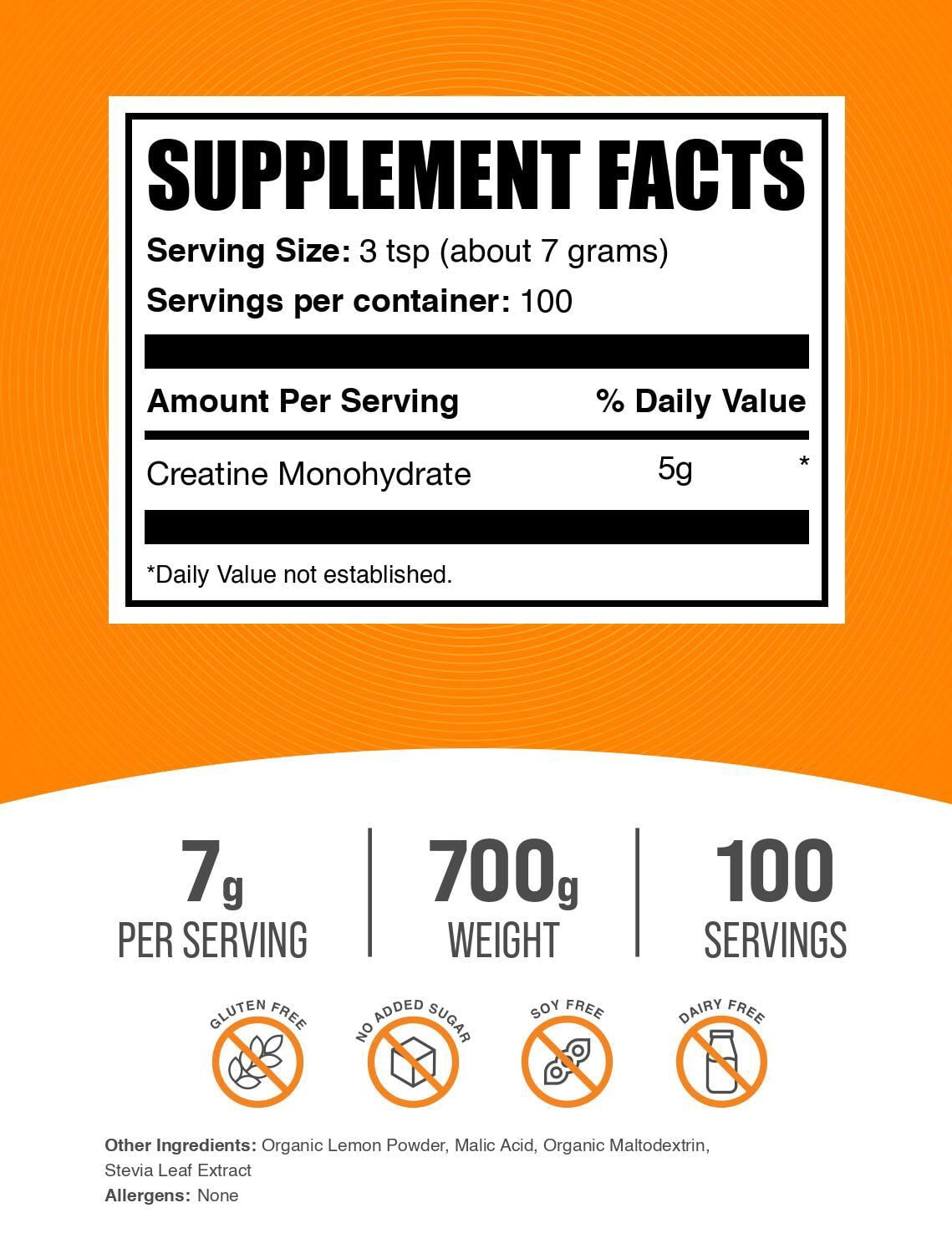BulkSupplements Creatine Monohydrate Powder - Creatine Supplement, Micronized Creatine, Creatine Powder - Lemon Italian Ice, 700g (1.5 lbs)