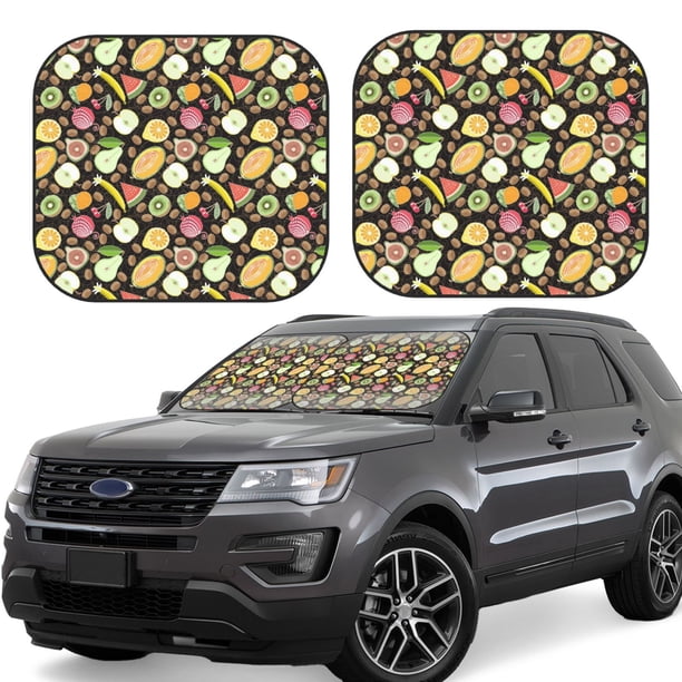 Balery Fruits Parasol para parabrisas de coche de 2 piezas | Parasol plegable para parabrisas delantero de coche para la mayoría de sedanes-Medium