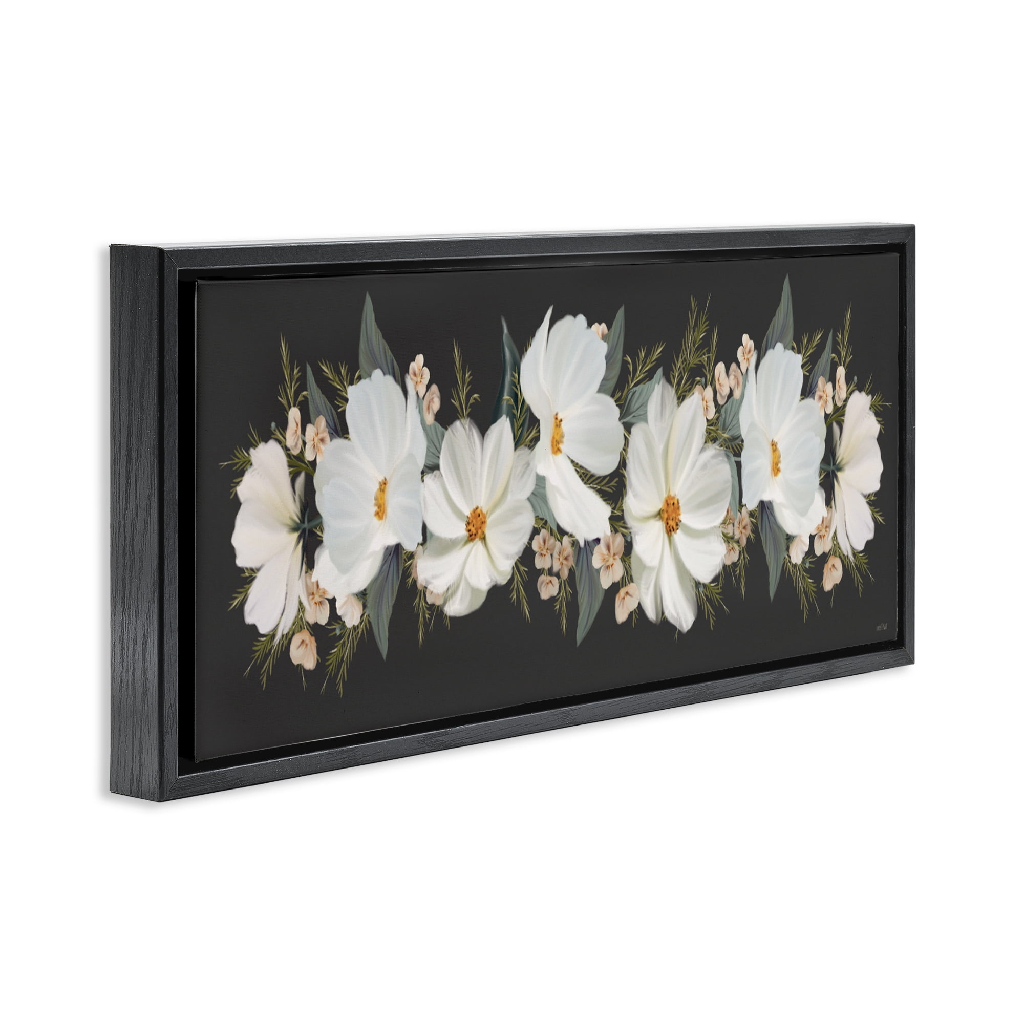 Stupell Industries Line Of Lace Cosmos Black Framed Floater Canvas Wall Art, design by House Fenway