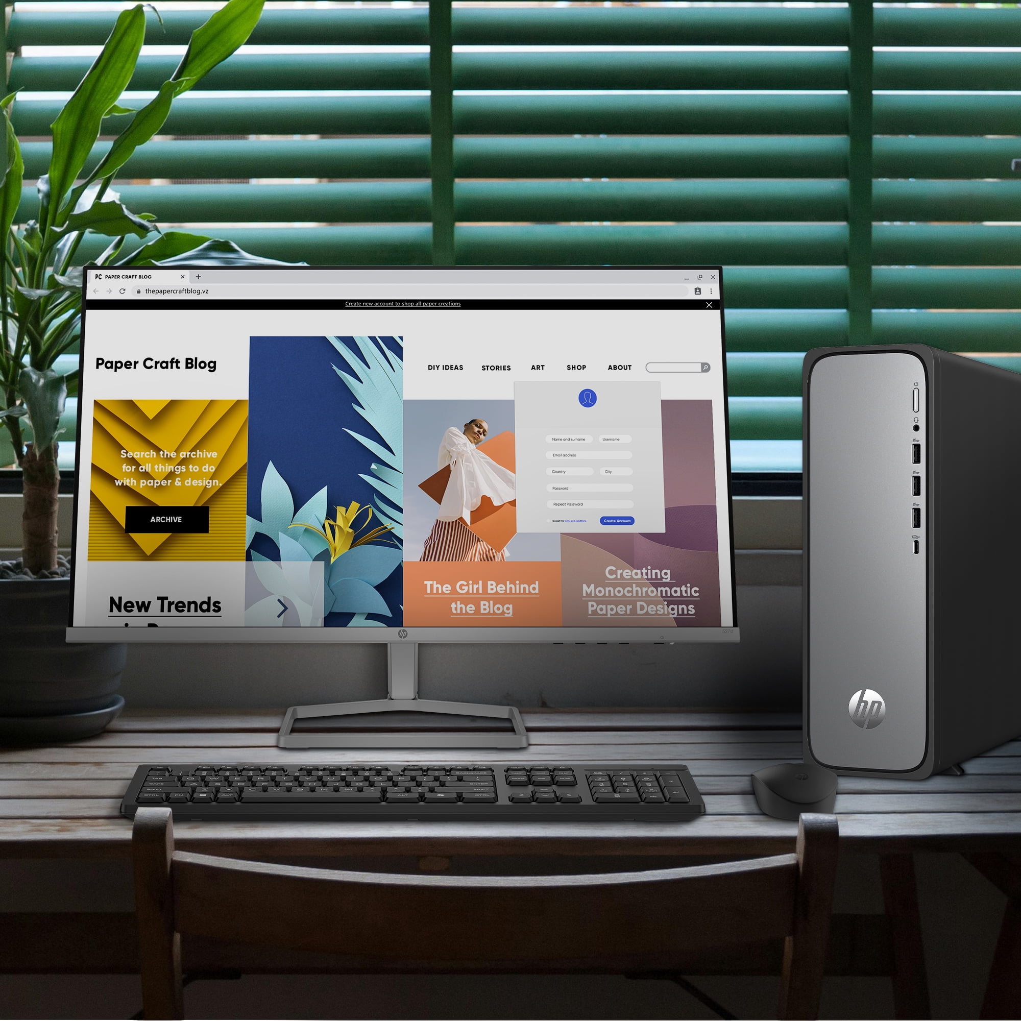 HP OmniDesk Slim Desktop PC Bundle Intel Core i3 w/27" FHD Display Windows 11 Home Meteor Silver