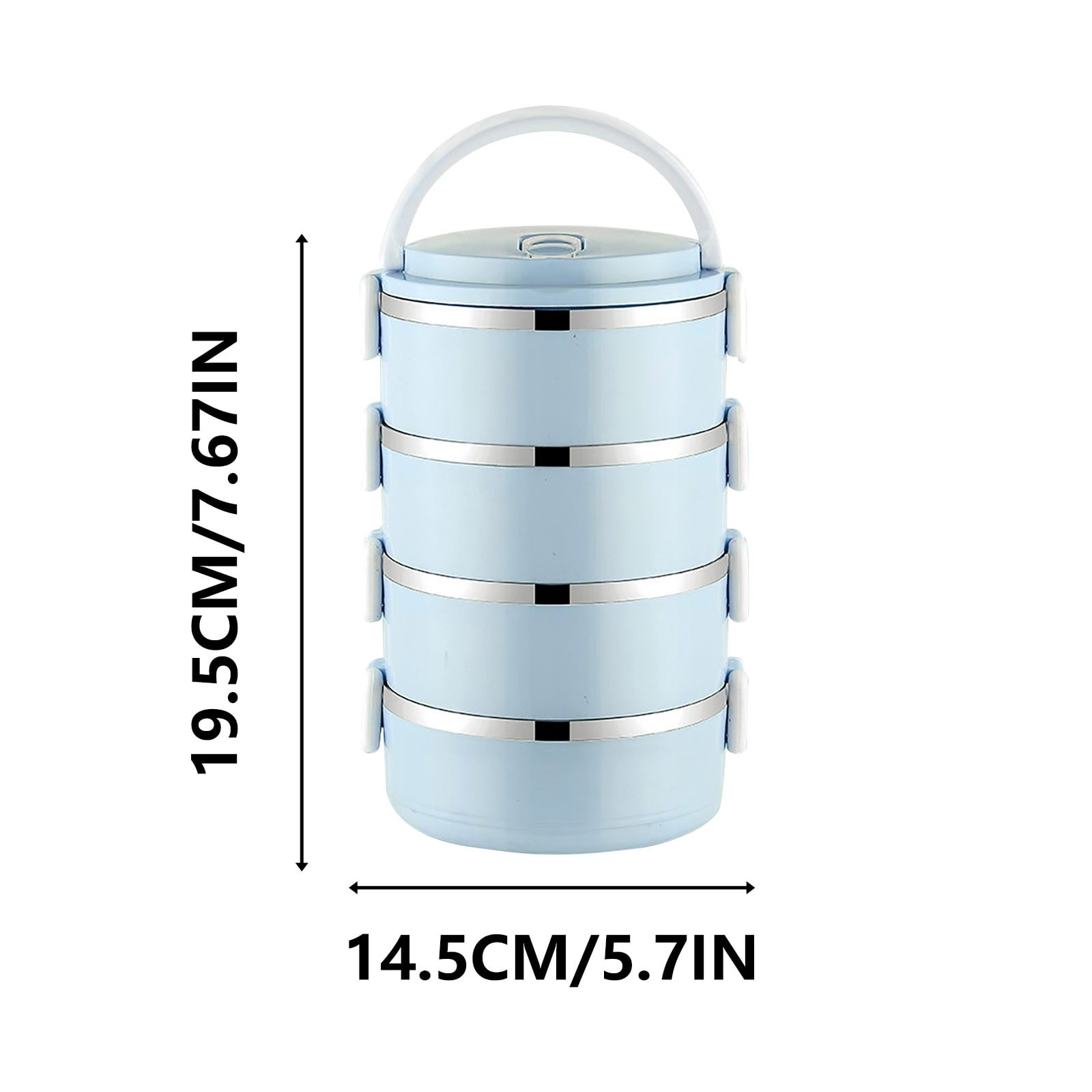 AZXY Metal Bento Box, 4-Layer Round Stainless Steel Insulated Lunch Box, Portable Leakproof Fresh Keeping Bentgo Box for Office Outdoor Use, Blue