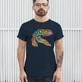 thumbnail image 3 of Tee Hunt Colorful Raptor T-Shirt Dean Russo Neon Dinosaur Pattern Men's Tee, Navy Blue, 5X-Large, 3 of 5