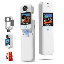 SJCAM C300 4K Action Camera with 6-Axis Stabilization, 30M Waterproof, Dual Touch Screen, Helmet Mount Kit - Portable Body Camera for Vlogging, Live Streaming, Sports - Includes Accessories (White)