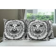 thumbnail image 2 of Ambesonne Rustic Throw Pillow Cover Pack of 4, Southwestern Cow Sketch Art, 4 Pcs-40"x40", Charcoal Grey and White, 2 of 5