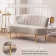thumbnail image 3 of Small Loveseat Settee Upholstered Sofa Couch Banquette Bench Ottoman with Backrest and Golden Metal Legs for Dining Room Living Room Bedroom, 3 of 6
