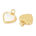 thumbnail image 2 of Brass Pave Natural White Shell Heart Charms with Jump Rings Real 18K Gold Plated 12.5x12x2mm Hole: 3mm, 2 of 3
