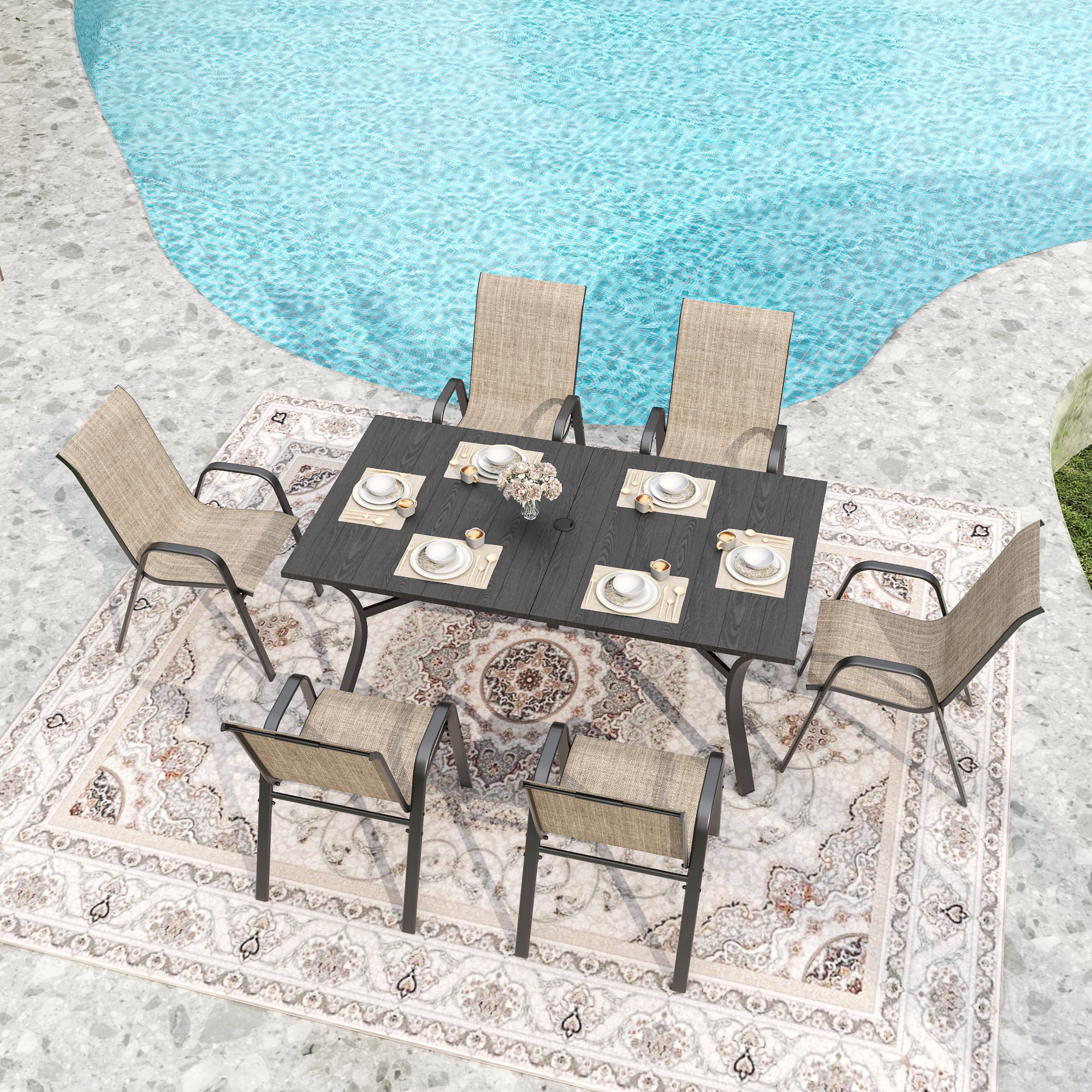 Leumius Patio Dining Chairs Set of 6, Textilene Outdoor Dining Chairs,Stackable & Heavy Duty for Patio, Garden, Banquet Hall