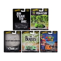 "Pop Culture 2024" 5 piece Set D "Premium Series" Diecast Model Cars by Hot Wheels