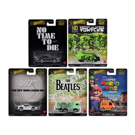 "Pop Culture 2024" 5 piece Set D "Premium Series" Diecast Model Cars by Hot Wheels