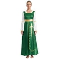thumbnail image 1 of renvena Robe de Danse pour Femmes Croix Dorée avec Costume de Prière Tenue de Danse Vert&Blanc TG, 1 of 7