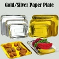 thumbnail image 3 of 3/6pcs Disposable Paper Plates Gold Silver Paper Tray Disposable Dinner Plates Dessert Tray Wedding Party Tableware Supplies, 3 of 9