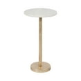 thumbnail image 6 of Elegant End Table, Side Table, or Small Night Stand for Room Decor - Hammered Metal Bedside Table with Polished Marble Top for Small Spaces - Perfect for Bedroom or Living Room - 25" White & Gold, 6 of 13