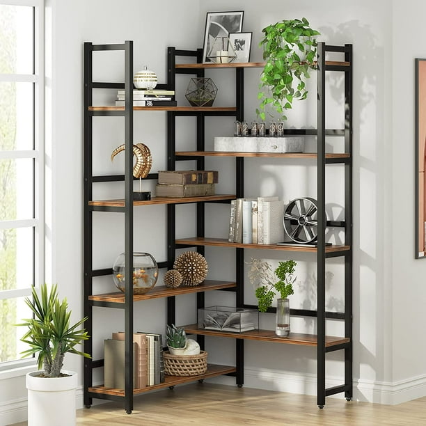 Tribesigns 70.8” Corner Bookshelf, 8Tier Industrial Bookcase with