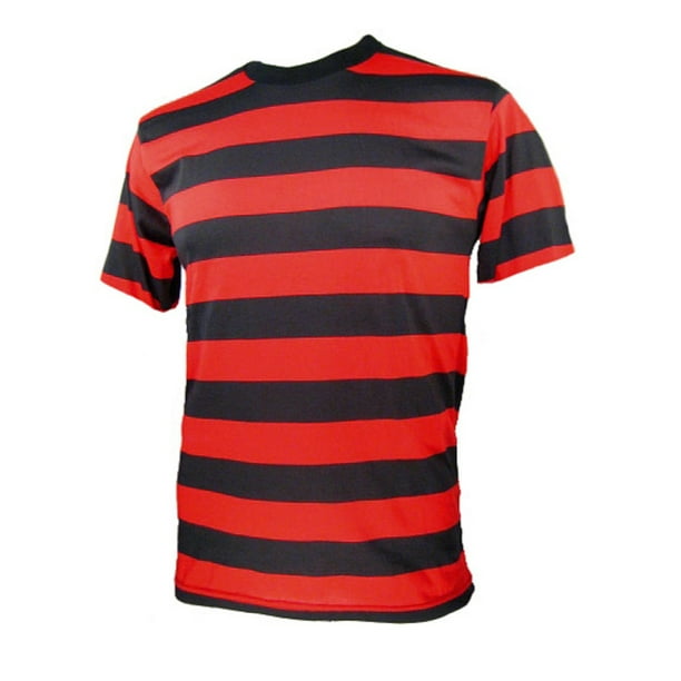 Short Sleeve Striped Shirt Men's Red Black - Walmart.com
