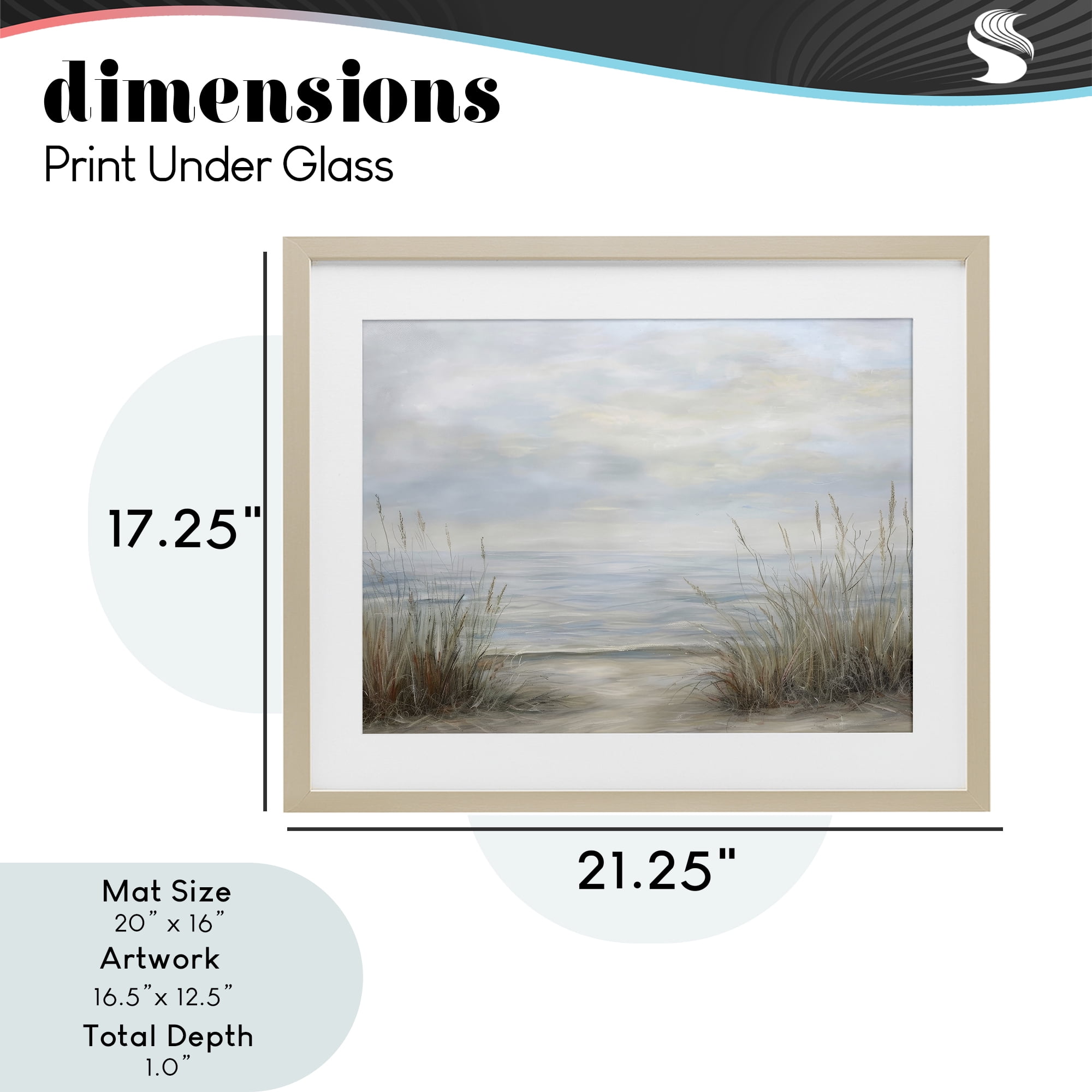 Stupell Industries Silent Beach with Seaside Dunes Birch Framed Print Under Glass, design by Petal Prints Design