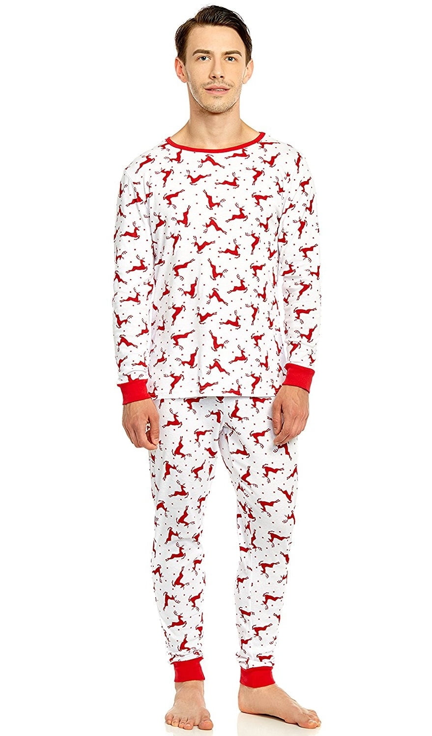 Leveret Mens Pajamas Fitted Striped Christmas 2 Piece Pjs Set 100