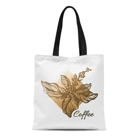 Natural Coffee Tree - ASHLEIGH Canvas Tote Bag Coffee Tree Branch Realistic Leaves and Natural Beans Reusable Shoulder Grocery Shopping Bags Handbag