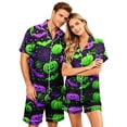 thumbnail image 2 of Festively Fun Couples Matching Halloween Pajamas Short Sleeve Button Front Shirt and Shorts Sleepwear Sets for Men and Women, 2 of 5