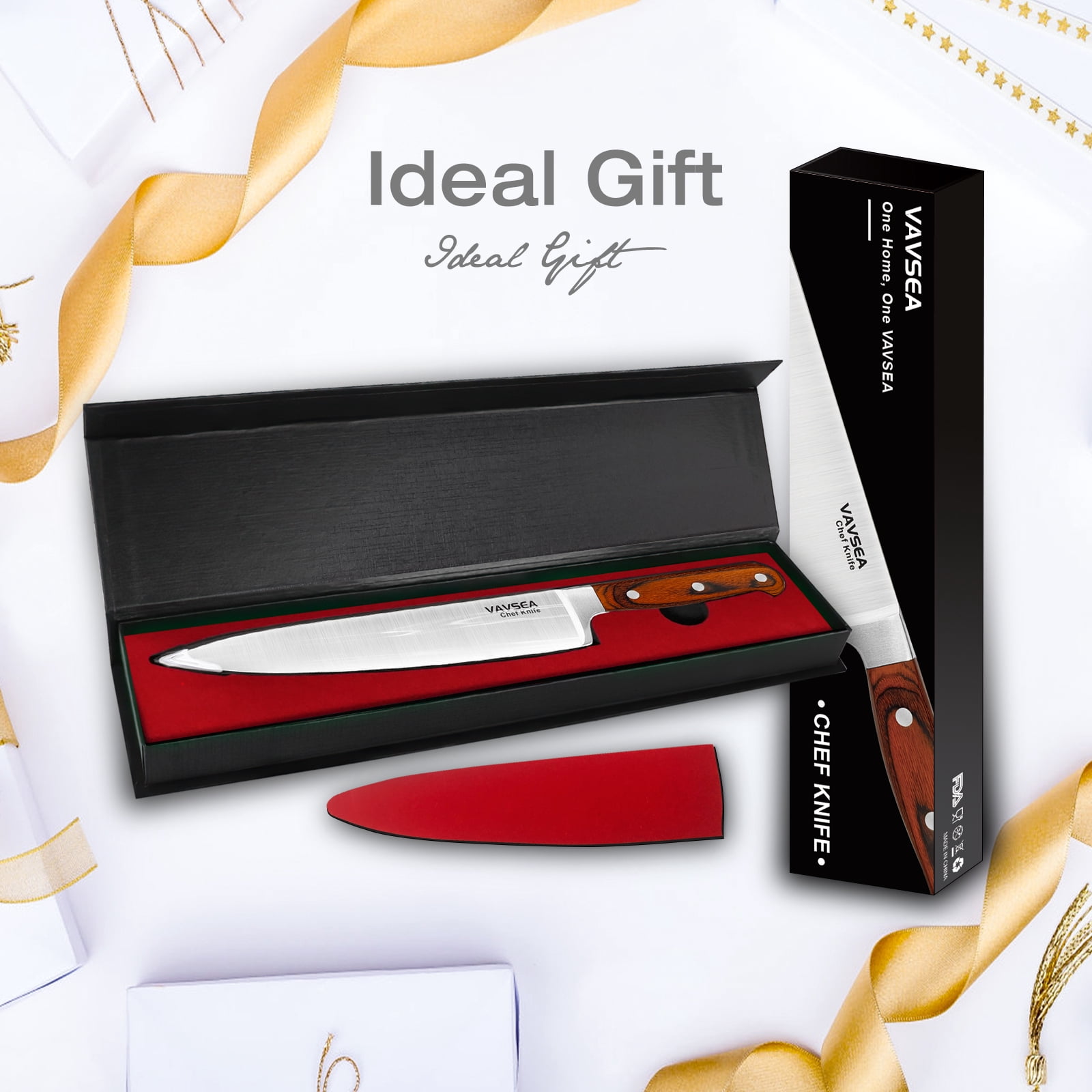 VAVSEA 8" Professional Chef's Knife, Premium Stainless Steel Ultra Sharp Chef Knife for Home or Restaurant Kitchen, with Gift Box
