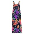 thumbnail image 7 of WTOBBY Women's Sleeveless Cotton Romper with Halloween Print, Casual Overalls Featuring Adjustable Straps, Pockets, Comfy Fit for Summer, Cute and Stylish,Dark PurpleM, 7 of 7