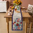 thumbnail image 2 of 4th of July Floral Table Runner 72 Inches, USA Star Vintage Roses American Star Patriotic Bed Runner Dresser Scarves Tabletop for Indoor Outdoor Parties/Ceremony/Banquet, 16" x 72", 2 of 9