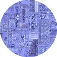 thumbnail image 1 of Ahgly Company Machine Washable Indoor Round Patchwork Blue Transitional Area Rugs, 7' Round, 1 of 4