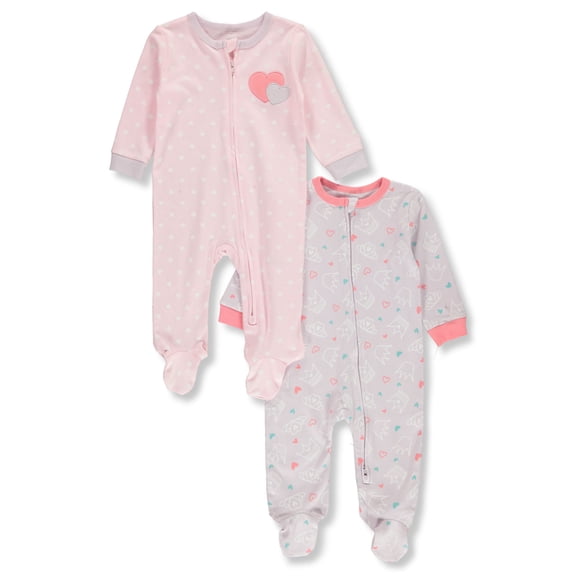 Koala Baby Baby Girls' 2-Pack Footed Coveralls Color: orange Size: newborn
