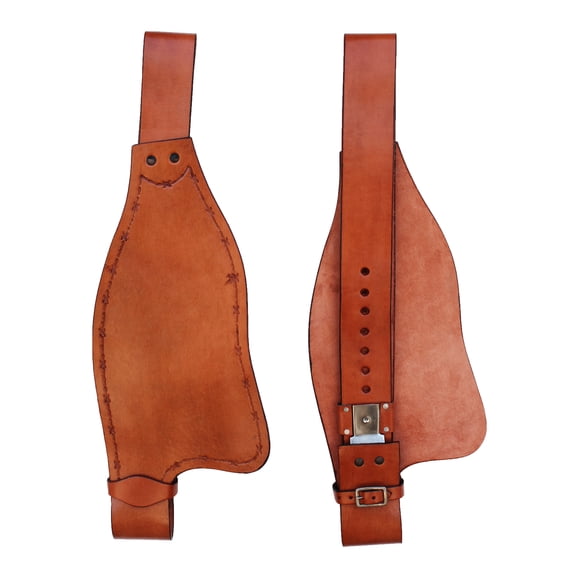 Horse  Western Adult Barbed Wire Tooled Tan Leather Replacement Saddle Fenders 5228DT