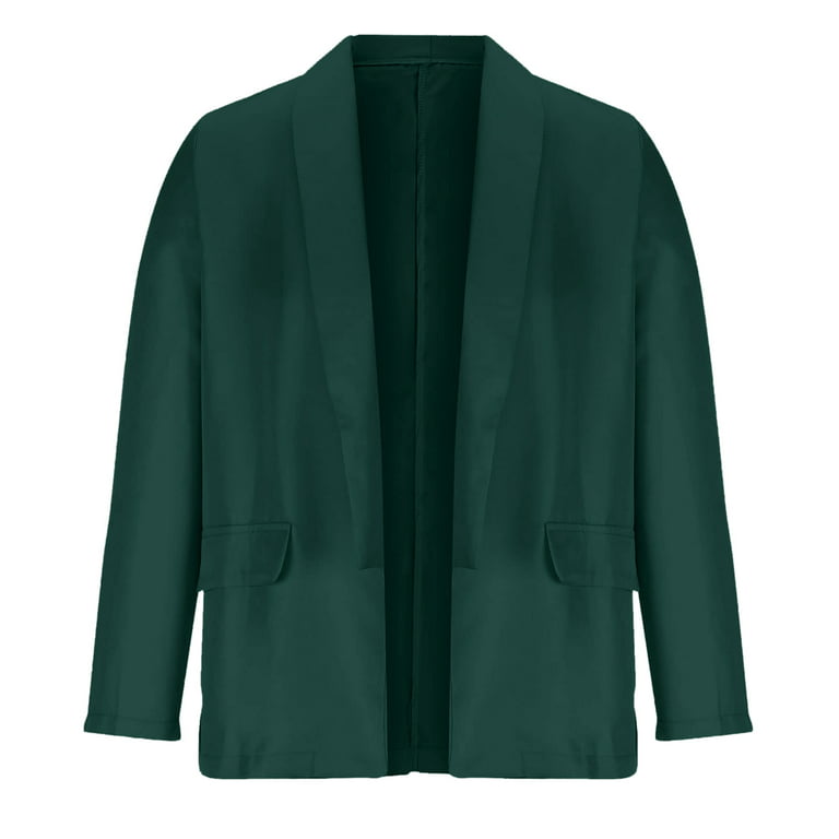 Entyinea Womens Blazers for Work Professional Long Sleeve Solid office Coat  Cardigans Suit Jacket Long Outwear Green M 