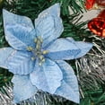 thumbnail image 6 of 12 Pack Blue Xmas Glitter Poinsettia 5.1 inch Artificial Flowers Christmas Tree Decorations Clearance Ornaments, 6 of 7