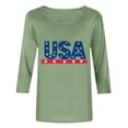 thumbnail image 4 of Women's Summer Tops Independence Day Printed Round-neck Three-quarter Sleeve T-shirt Tops 2026, 4 of 5