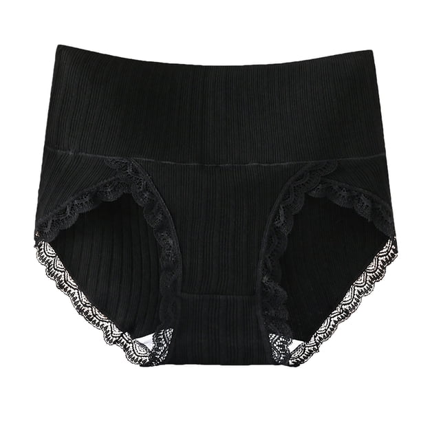 Ropa interior Gibobby Mujer algodón Calzoncillos elásticos cintura alta Bragas transpirables Negro M