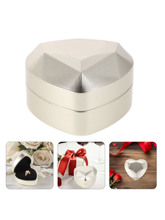 LED Light Jewelry Box Heart Shaped Velvet Case for Rings Necklaces and Pendants