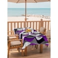 thumbnail image 2 of Outdoor Tablecloth with Umbrella Hole and Zipper, Purple Stripe Waterproof Patio Tablecloth for Dining 52''x70'', Black Grey White Gradient Striped Geometric Wipeable Table Cover for Picnic BBQ Party, 2 of 9